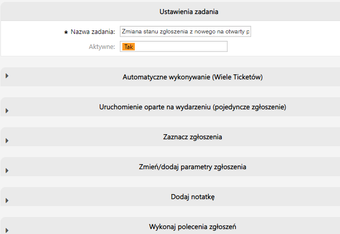 Definiowanie automatycznych reguł w systemie ticketowym