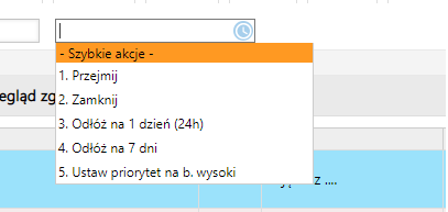 Szybkie akcje w systemie ticketowym